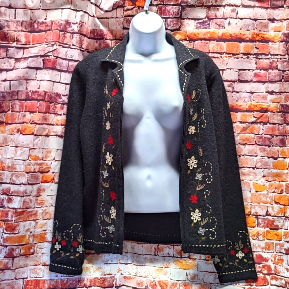 Pendleton Virgin Wool Embroidered Jacket Cardigan… - image 2